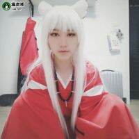 ครูแมวอนิเมชันคอสเพลย์วิกผมคอสเพลย์ Inuyasha ผมปลอมสายอุณหภูมิสูงอุปกรณ์ประกอบฉากสองมิติวิกผมยาวสีขาว