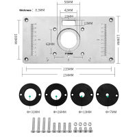 ALLSOME Wood Plate Machine Aluminium Router Table Insert Plate Table for Woodworking Benches Engraving 4 Rings Tool