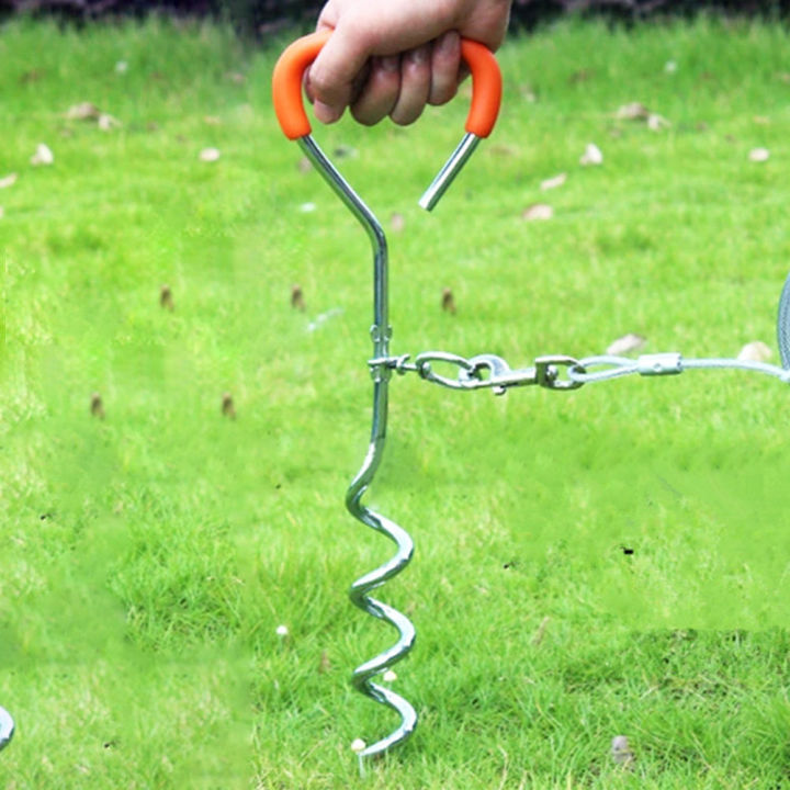 ground-stake-with-ring-spiral-tie-out-tether-portable-accessories-dog-fixed-pile-screw-anti-wrap-heavy-duty-outdoor-durable