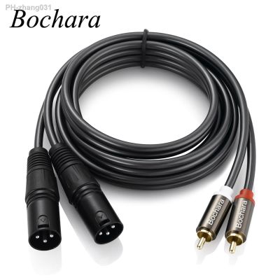 Bochara 2RCA Jack Male to Dual XLR Male Cable OFC AUX Audio Cable Shileded For Amplifier Mixer Speakers 1.5m 3m