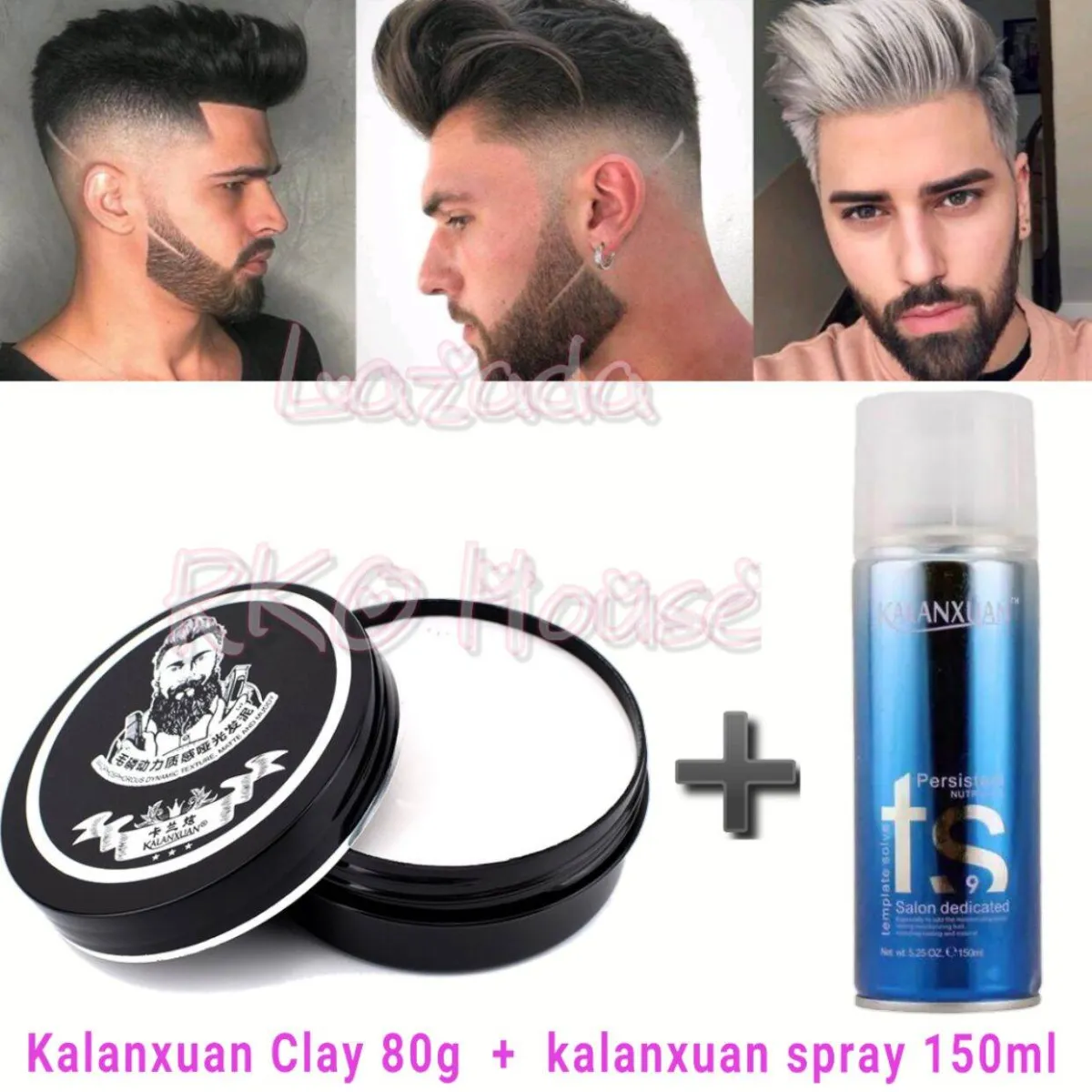 kalanxuan Hair Clay 80g + butterfly Hair Spray 150ml Matte Hair Clay Long  Lasting Mens Hair