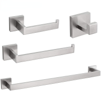 TAICUTE Brushed Bathroom Accessories Sets Wall Mount Towel Bar Coat Robe Hooks Toilet Paper Roll Holder Stainless Steel Hardware