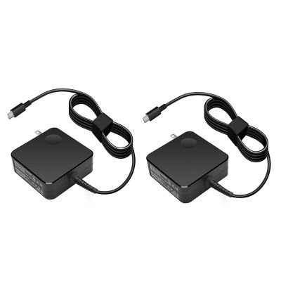 2X Suitable for Lenovo Square Notebook Portable Power Adapter 65W Type-C Port Pd Fast Charge Computer Charger