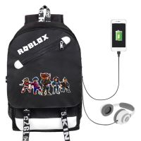 №✳▪ กระเป๋าเป้สะพายหลัง กระเป๋านักเรียน พิมพ์ลายเกม Roblox USB เหมาะกับเป็นของขวัญ สําหรับเด็กผู้ชาย และผู้หญิง