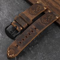 Handmade First Layer Cowhide Leather Watchband 20 22 23 24 26MM Brown Padded Leather Strap For PAM111 441 Soft Mens Bracelet