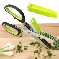 Stainless Steel Multi-Layer Scissors 5 Layers Cutting Shears Herb Cutting With Safety Cover Meat For Cutting Vegetable Slicer