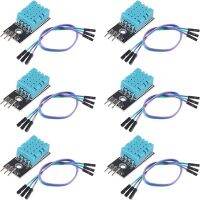 6Pc DHT11 Temperature Humidity Sensor Module 3.3V-5V Humidity Measure Range 20%-95% Range 0-50℃ With Dupont Wires