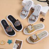 Fashion summer new Korean style sandals and slippers flip flops rhinestone buttons flat fashion open toe beach for women