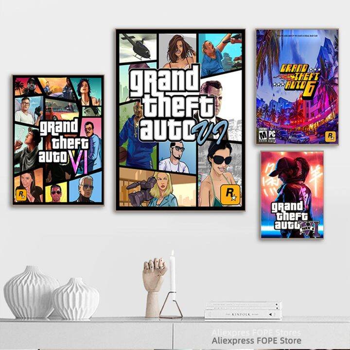 GTA 6 Game Wall Art Canvas Posters and Prints - Home Decoration | Lazada PH