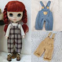 Cute Blyth Doll Handmade Rompers With Checked Grain Suit Doll Trousers For Ymy Licca Azones Ob24 Ob27 Fr Doll