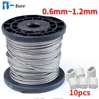 ✠❁❐ 50/100M 0.6mm-1.2mm diameter 7X7 Structur 304 stainless steel wire rope alambre cable softer fishing lifting cable e