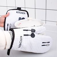 2Pcs/set Microwave Baking BBQ Glove Cotton Cute Oven Mitts Heat Resistant Linen Potholders Non-slip Kitchen Cooking Tools