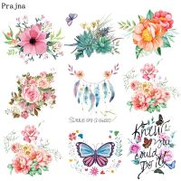 Prajna Colorful Flower Iron On Transfers Vynil Heat Transfer Butterfly Ironing Thermal Patches For Clothing DIY Cartoon Stickers Haberdashery