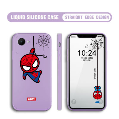 เคส GGK สำหรับ Realme C30S น่ารักลายการ์ตูนอเวนเจอร์สจาก Marvl เคสโทรศัพท์สไปเดอร์แมนสไปเดอร์ผู้ชายขอบสี่เหลี่ยมปลอกซิลิโคนเคสป้องกันทนแรงกระแทกฝาปิดเลนส์เต็มรูปแบบ