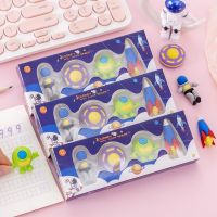 1 Set Lytwtws Cartoon Cute Kawaii space rocket flying saucer Rubber Mini Eraser Set For Kids Stationery Office School Supplies