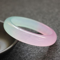 Chinese Ice-like Natural Half-Purple jade Bracelet 52-64mm Jewellery Fashion Accessories Hand-Carved Man woman Luck Amulet Gifts