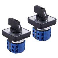 2X 8 Terminals 5 Positions Master Control Rotary Cam Switch 20A Black+Blue