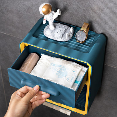 Multifunctional Toilet Tissue Box Toilet Tissue Holder Roll Paper Box Waterproof Rack Free Punch Wall Hanging Bathroom Supplies