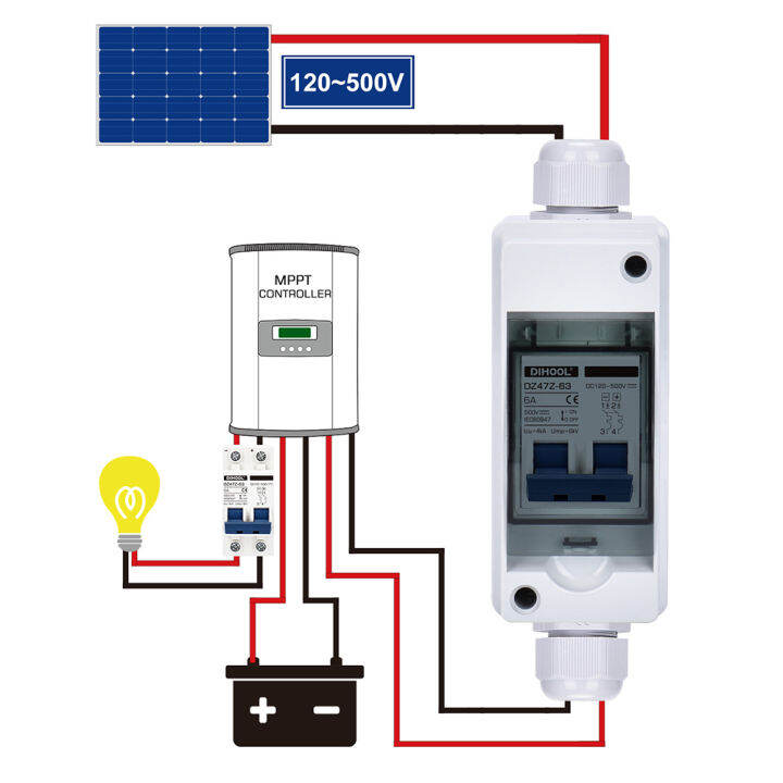 DZ47Z DC Circuit Breaker 500V with IP65 waterproof box 500V 6A 10A 16A ...