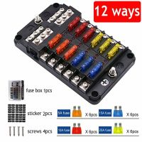 12-Way Blade Fuse Box Block &amp; Auto Marine FuseBox Holder 12V 32V Bus Bar Car Kit