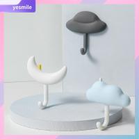 YESMILE 9Pcs รูปร่างดวงจันทร์และเมฆ ที่วางกุญแจ อุปกรณ์ติดผนัง ไม่มีการเจาะ ไม้แขวนผนัง สร้างสรรค์และสร้างสรรค์ มี3สี ตะขอแบบเหนียว ห้องน้ำห้องนอนห้องน้ำ