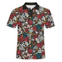 Skull Flower Cool 3D Polo Shirts Mens Wine Bottle 3D Printed Shirt Men Clothes Summer Homme Hip Hop Streetwear（Contact the seller, free customization）