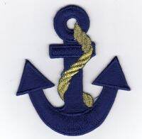 iron on patch Embroidery Anchor Sailing Sailor 6.5 x 6cm ใบหน้าที่ยิ้ม สมอเรือ ตัวรีด เย็บติดผ้าประเทศไทย โลโก้ปัก มีกาวสำหรับรีด ตกแต่งเสื้อผ้า