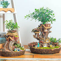 （HOT) Creative Pastoral Dream Tree House Micro Landscape Resin Succulents Flower Pot Office Desktop Meat Flower Weapon Wholesale