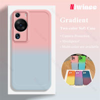 NIWINEE เคสโทรศัพท์เต็มรูปแบบ TPU ไล่ระดับสีสำหรับ Huawei P60/Huawei P60 Pro DJ01-1ป้องกันกล้องวงจรปิดแบบสีป้องกันเคสนิ่มใส่โทรศัพท์ตกป้องกันซิลิโคนกันกระแทกด้านหลัง