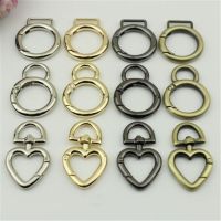 8pcs Metal Spring Gate Round O Ring Heart Openable Hang Clip Buckle Keyring Clasp Trigger Luggage Leathercraft DIY Accessories Belts