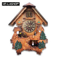 Velashop นาฬิกาแขวนผนังไม้แท้กุ๊กกู Cuckoo Wall Clock ตัวเรือนไม้แท้ ตัวเลขโรมัน ขนาดสูง 50 ซม ยาว 39 ซม. หนา 18 ซม. รุ่น V6606-BR-RM