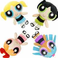 AMOY ของขวัญของเล่นเด็กการ์ตูน The Powerpuff Blossom Buttercup Buttercup หมอนหมอนของเล่นนุ่มนิ่มยัดไส้ Powerpuff ตุ๊กตาตุ๊กตากำมะหยี่อะนิเมะ