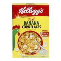 เคลล็อกส์ คอร์นเฟลกส์บานาน่า 180ก. ✿ Kelloggs Cornflakes with Dried Banana &amp; Banana Puree 180G.