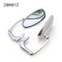 ┋卐✾ ZORBYZ 1 Pair 7/8 22mm Chrome Retro Oval L-bar Handle Bar End Rearview Side Mirrors For Honda Yamaha Triumph Cafe Racer