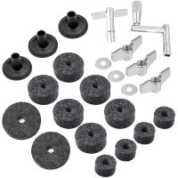 23 Pieces Cymbal Replacement Accessories Cymbal Felts Hi-Hat Clutch Felt Hi Hat Cup Felt Cymbal Sleeves with Base Wing Nuts Cymbal Washer and Drum Keys for Drum Set (Gray)