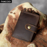 FANCODI Vintage Men Credit Card Holders Crazy Horse Leather Business Card