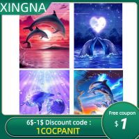 Diamond Art Painting Art Kit "Lover Dolphin " DIY Rhinestones Round Drill Cross-stitch Kits Round Diamond Embroidery