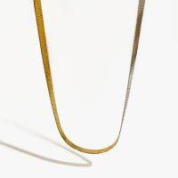 【Transparent thinking】 Peri 39; SBox Tow Tone In One 4Mm Smooth Flat Herringbone Chain Choker For Women Titanium Steel Snake Chain Necklaces Men Jewelry