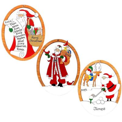 Christmas Tree Ornaments Small Santa Claus Pendant Christmas Tree Wooden Hanging Ornaments Mini Santa Claus Pattern for Wall Window Tree Car Rearview Mirror Accessories noble