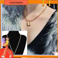 SURRIP แฟชั่นแฟชั่น Boho เครื่องประดับสแตนเลสโซ่ยาว Choker Punk Collar สร้อยคอจี้กุญแจล็อค