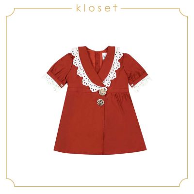 Kloset (AW19 - KD005) Mini Dress With Ruffle ชุดเด็ก ชุดเดรสเด็ก ชุดเดรสแต่งดีเทลลูกไม้