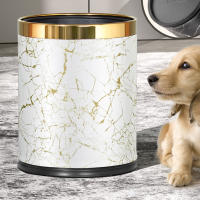 Sorting Toilet Trash Bin Gold Plastic Round White Marble Kitchen Cabinet Storage Garbage Bin Bathroom Poubelles Trash Can Room