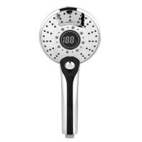 Digital LED Shower Head With 3 Color Temperature Controller Handheld Silver Electroplating LED Light 3 Spraying Mode Shower Head Showerheads