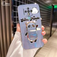 กล้องรูที่มีความแม่นยำครอบคลุมเต็มรูปแบบเคสโทรศัพท์สำหรับ Infinix Tecno Camon 16 Pro CE9h CE7j CE7ป้องกันโทรศัพท์ตกชุบโลหะด้วยไฟฟ้าหรูหราพร้อมตัวยึดหมีแพนด้า Bing