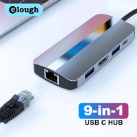 USB Elough Type C เป็น HDMI-เข้ากันได้ RJ45 VGA ตัวอ่าน SD PD 100W 4K 60Hz USB 3/0ศูนย์กลางสำหรับ Macbook Pro ตัวแยกแท่นวางมือถือ