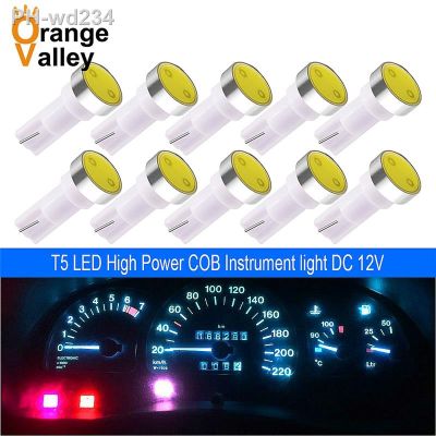 10pcs W3W W1.2W T5 W2X2.6d COB LED Car Board Instrument Panel Lamp Auto Dashboard Warming Indicator Wedge Light Bulb DC12V