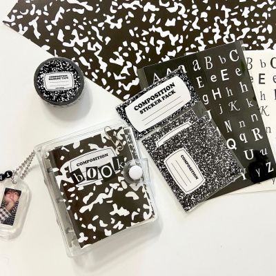 SKYSONIC INS Composition Sticker Pack 15 Sheets Journal Supplies Korean Fashion Hand Account Papers