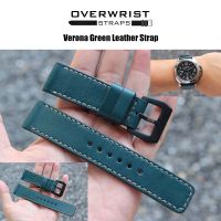 สายนาฬิกา สายหนังวัวแท้ overwrist verona green handmade leather strap