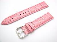 ▤✺ Rolamy 12 14 16 18 20 22 24mm Real Calf Leather Pink Luxury Alligator Grain Watch Band Strap Belt For Rolex Omega Seiko Tudor