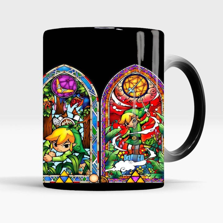 high-end-cups-ใหม่350มิลลิลิตรน่ารัก-zelda-สีเปลี่ยนแก้ววิเศษกาแฟนมแก้วเซรามิกแปลกความร้อนเปลี่ยนสีถ้วยชาของขวัญสำหรับเพื่อน